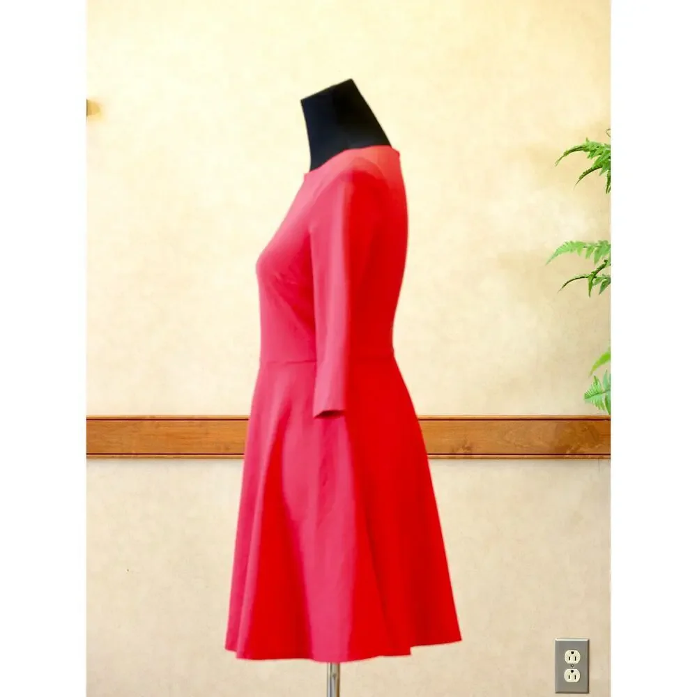 Kate Spade New York Red Fit & Flare Dress 3/4 Sleeve Pocket Dress XS $198 Retail
